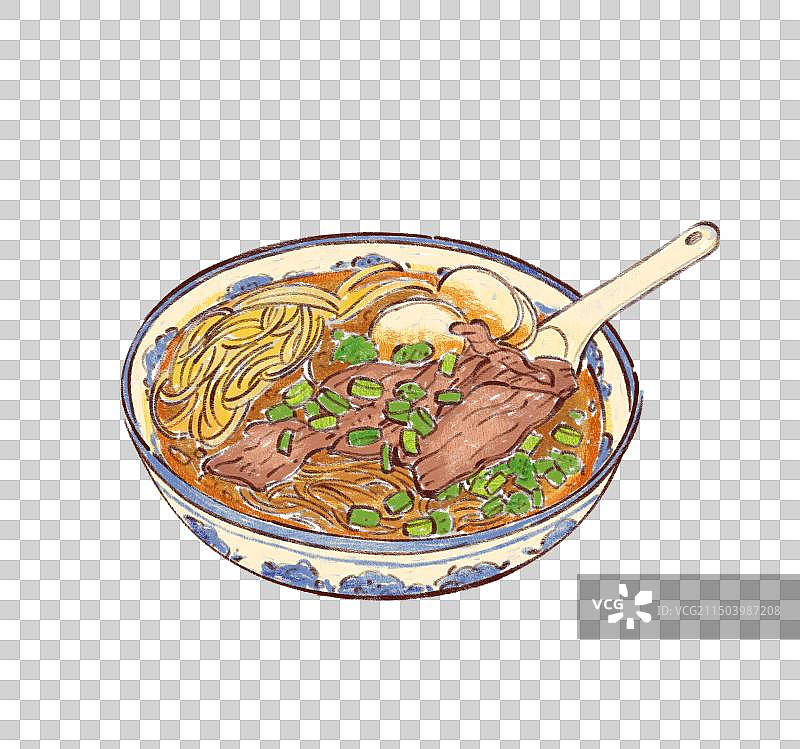 手绘安徽特色美食徽菜淮南牛肉汤插画图片素材