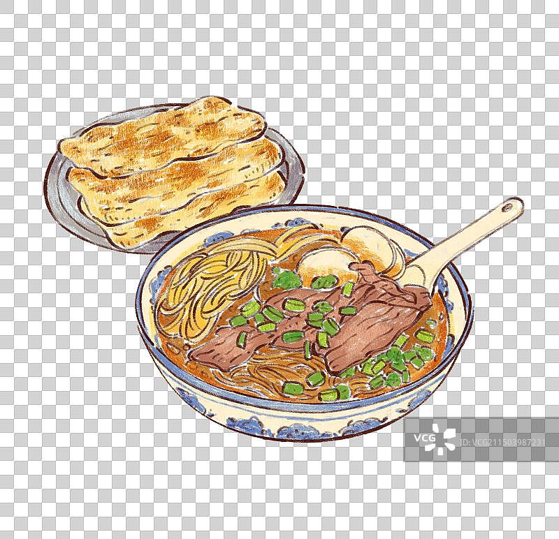 手绘安徽特色美食徽菜淮南牛肉汤插画图片素材
