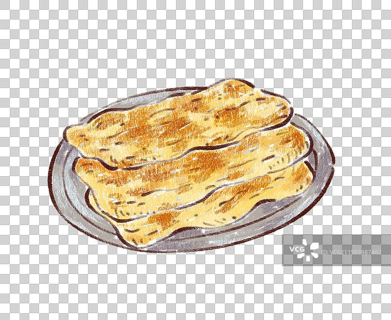 手绘卡通传统美食烧饼插画图片素材