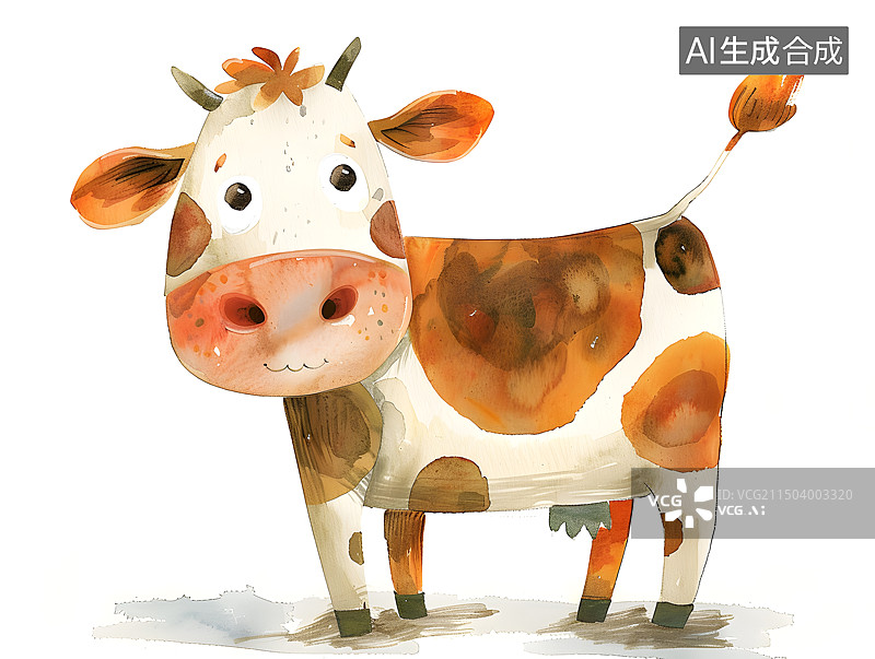 【AI数字艺术】一头奶牛卡通插画图片素材