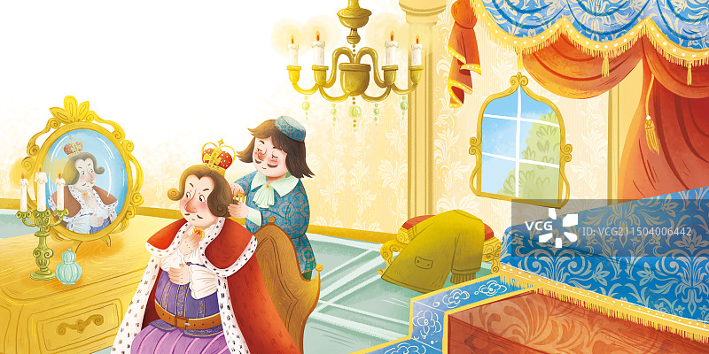 国王梳头图片素材