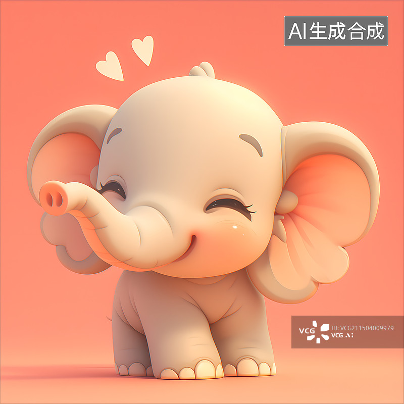 【AI数字艺术】3D卡通大象图片素材