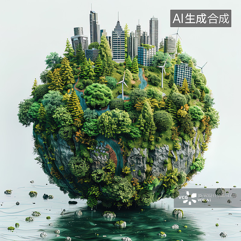 【AI数字艺术】绿色零碳智慧城市图片素材