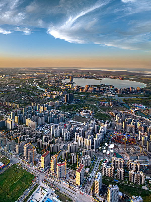 临港中心 滴水湖 顶科社区 玖海云天 莫比乌斯公园 海滨城市日落晚霞 上海自贸区 临港新城图片素材