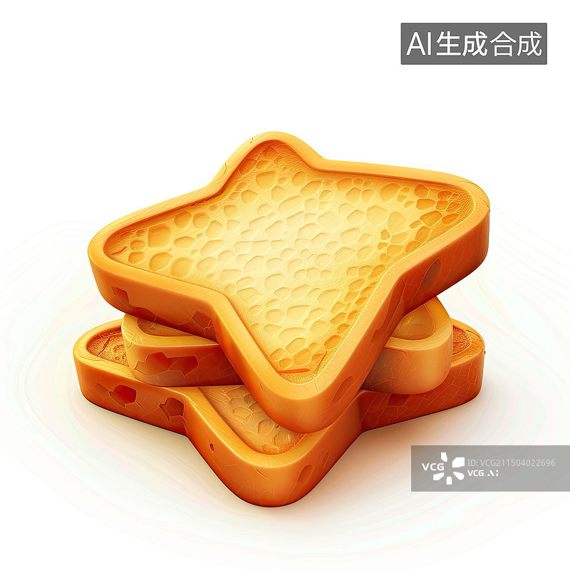 【AI数字艺术】卡通三维吐司面包切片面包图片素材