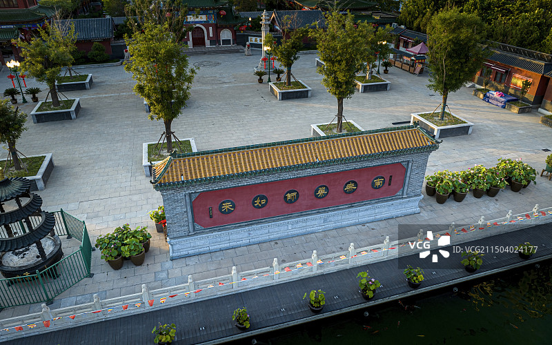 天津市西青区峰山药王古寺航拍图片素材