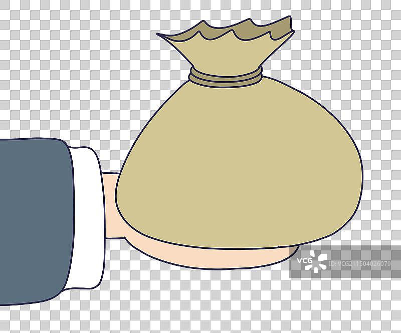 手拿钱袋包袱图片素材