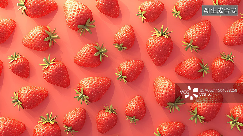 【AI数字艺术】草莓对称图案背景图片素材