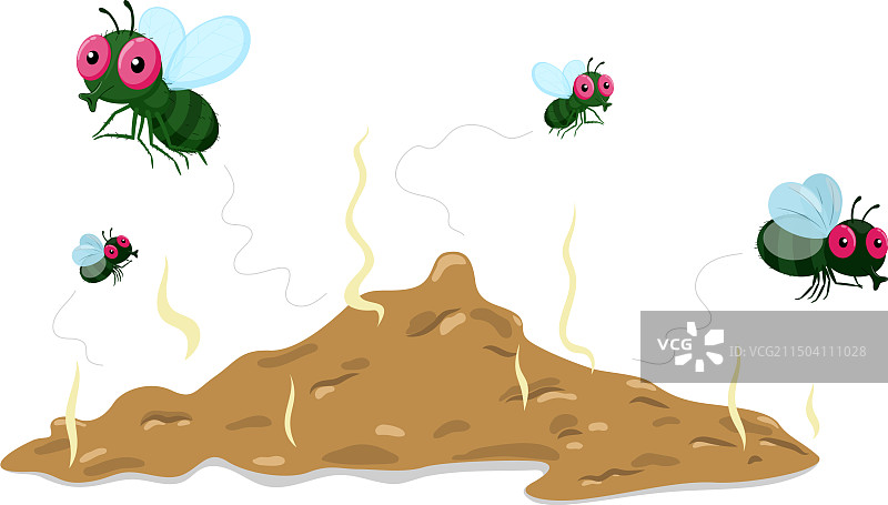 卡通苍蝇飞离臭便便图片素材