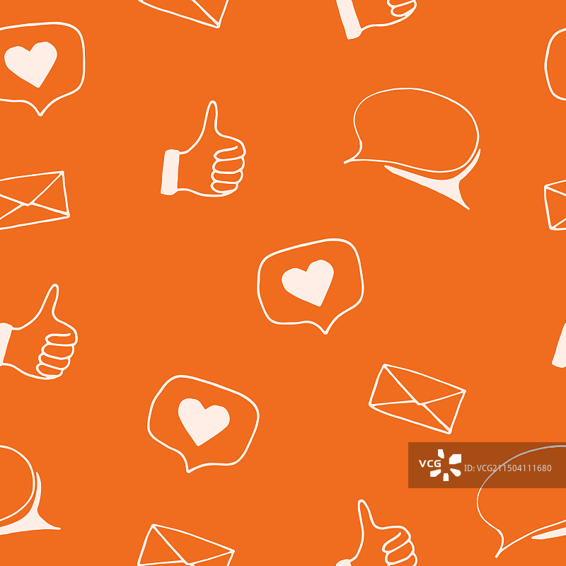 手绘涂鸦社交媒体无缝图案图片素材