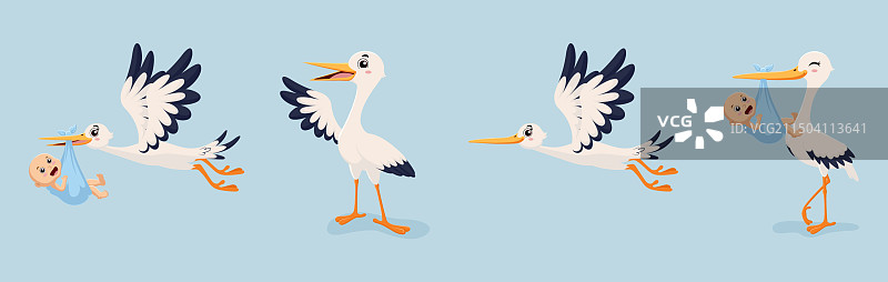 卡通鹳鸟送宝宝banner图片素材