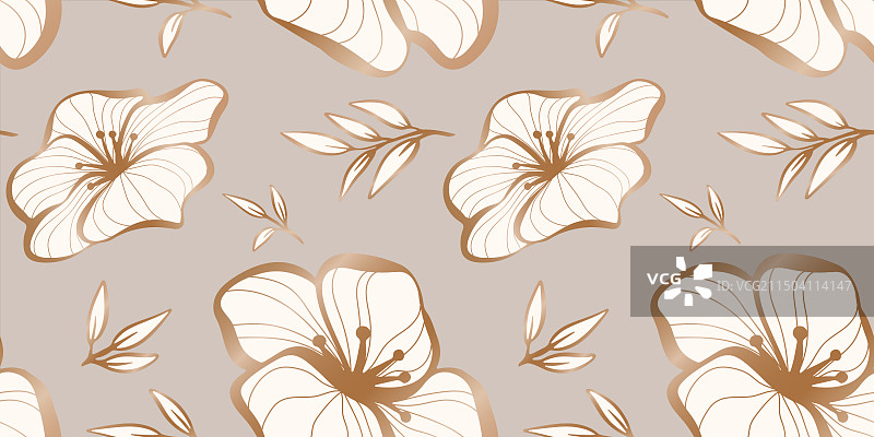 无缝循环手绘叶子图案图片素材