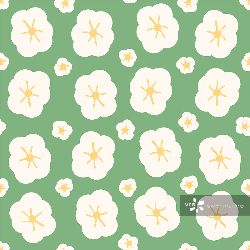 白色波斯菊花田无缝图案图片素材