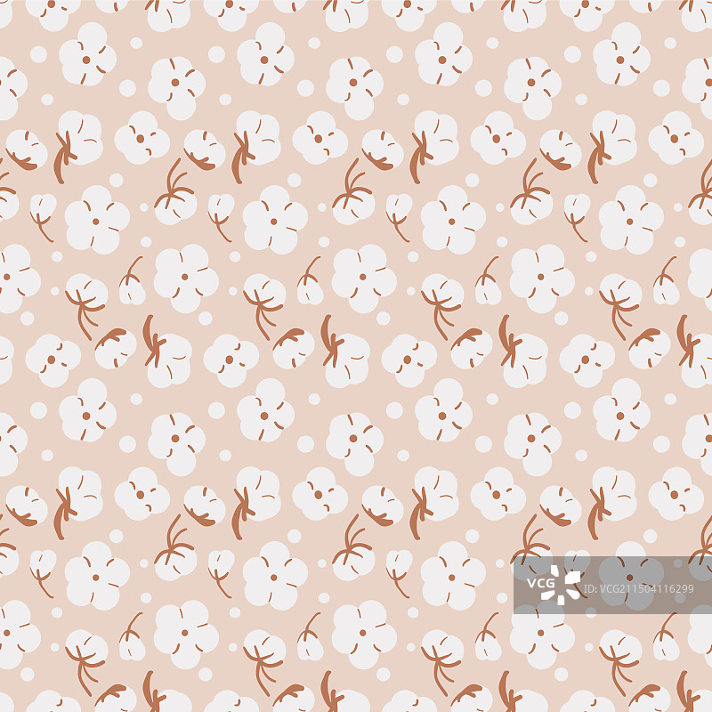 棉花无缝图案，成熟棉铃图片素材