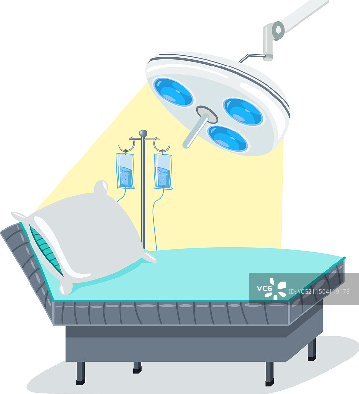 病床、手术灯和输液器图片素材