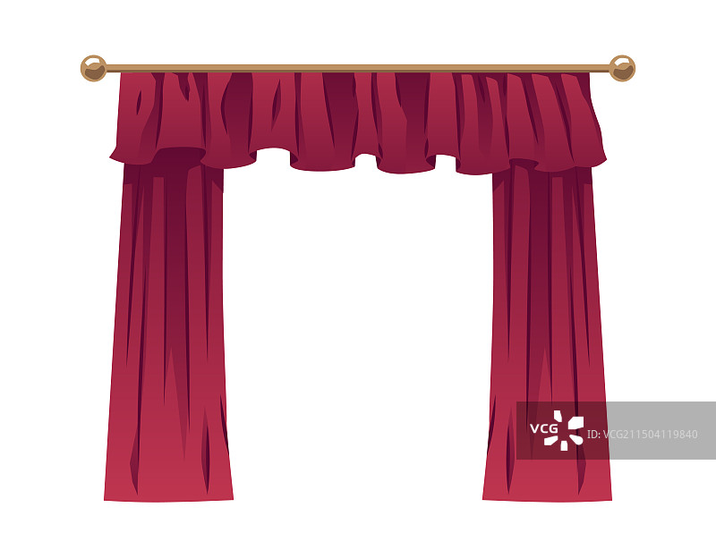 檐口内饰上的红色窗帘和帷幔图片素材