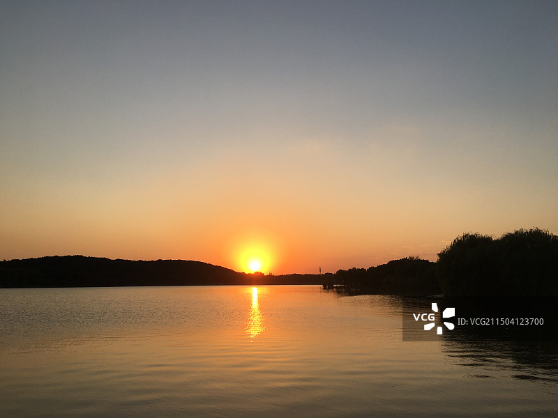 西湖日落图片素材