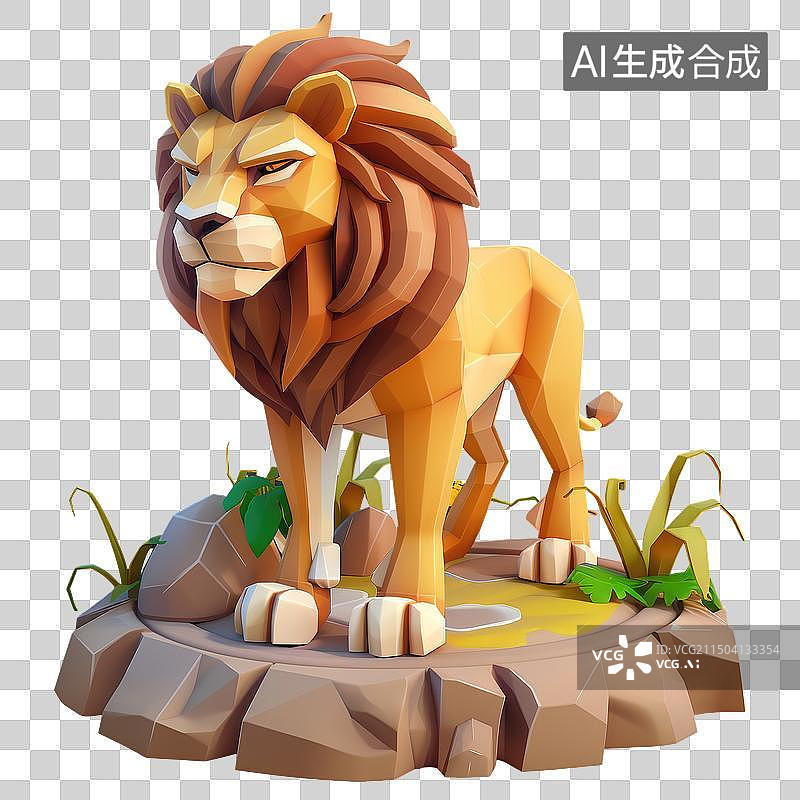 【AI数字艺术】3d卡通狮子免抠元素图片素材