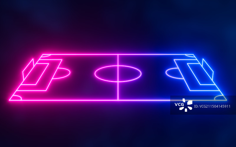 抽象发光的霓虹球场3D渲染图片素材