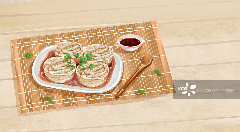 泉州特色美食“土笋冻”插画元素图片素材