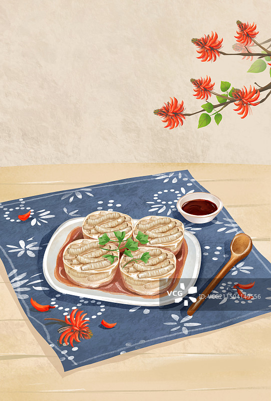 泉州特色美食“土笋冻”插画元素图片素材