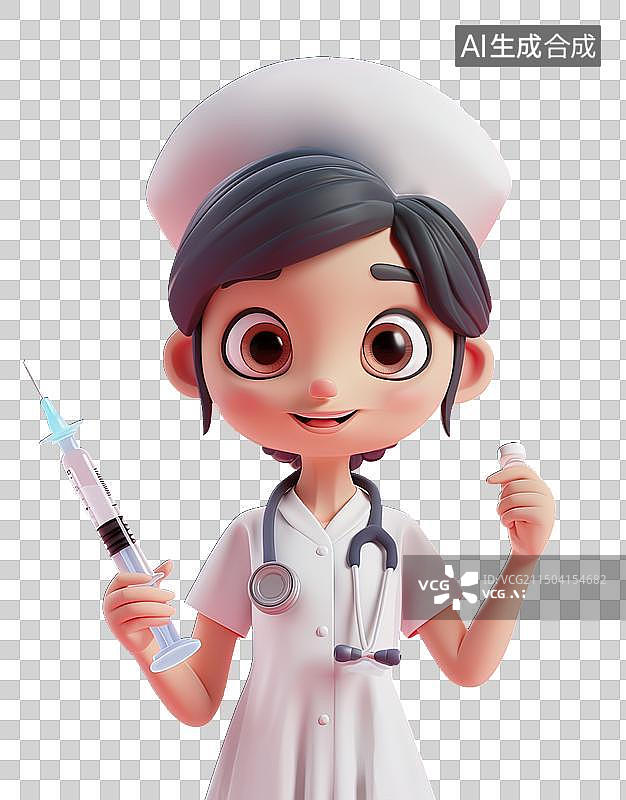 【AI数字艺术】护士拿着针筒和疫苗图片素材