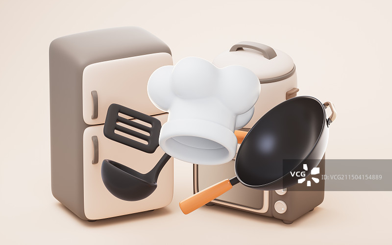 卡通厨房电器三维渲染图片素材