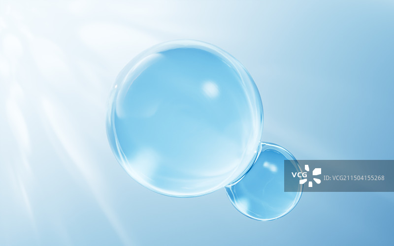 透明蓝色气泡背景三维渲染图片素材