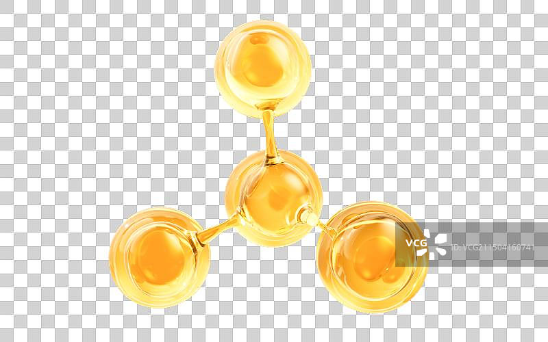 金色透明分子元素三维渲染图片素材