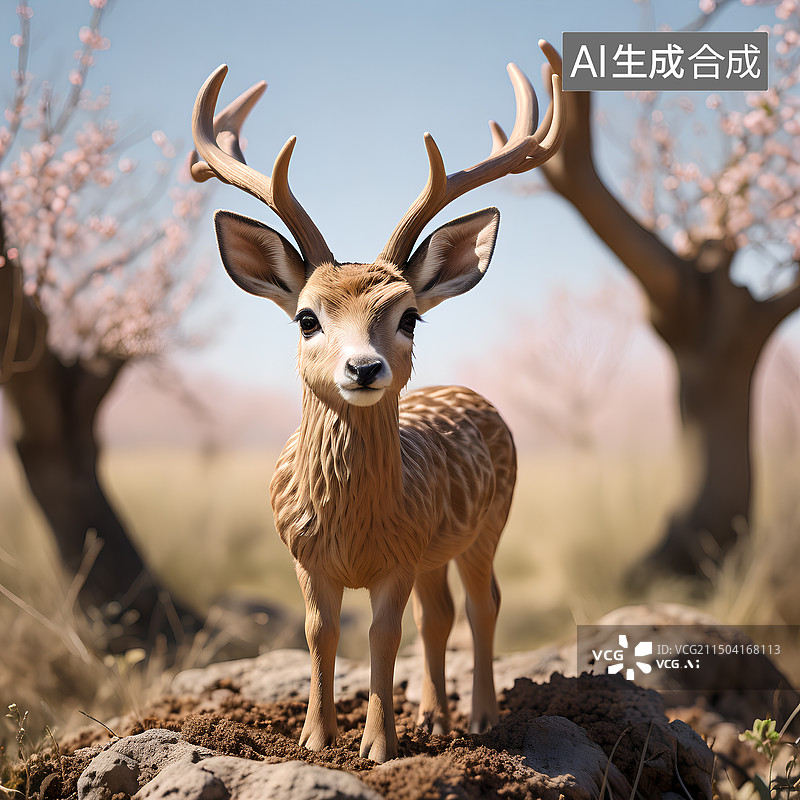 【AI数字艺术】一只梅花鹿手办，黏土材质。图片素材