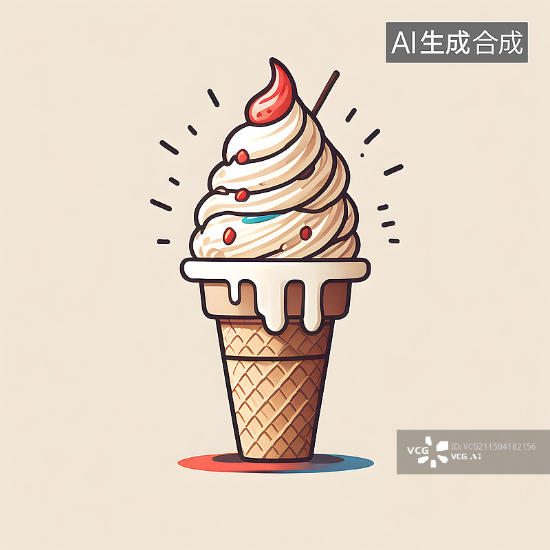【AI数字艺术】可爱风格手绘插画冰淇淋图片素材