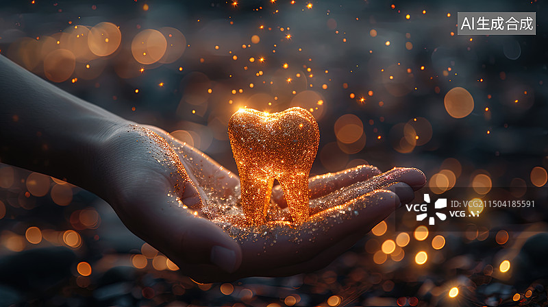 【AI数字艺术】金色牙齿图片素材