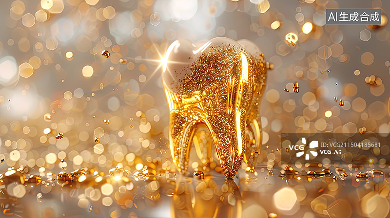 【AI数字艺术】金色牙齿图片素材