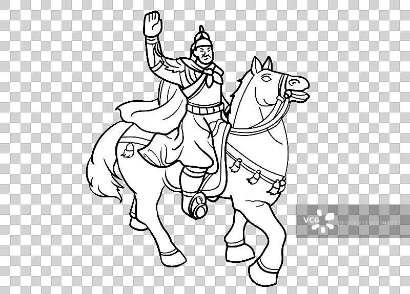 泉州郑成功骑马雕像线稿图片素材