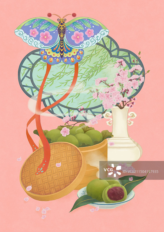 清明节风物传统节日美食青团图片素材