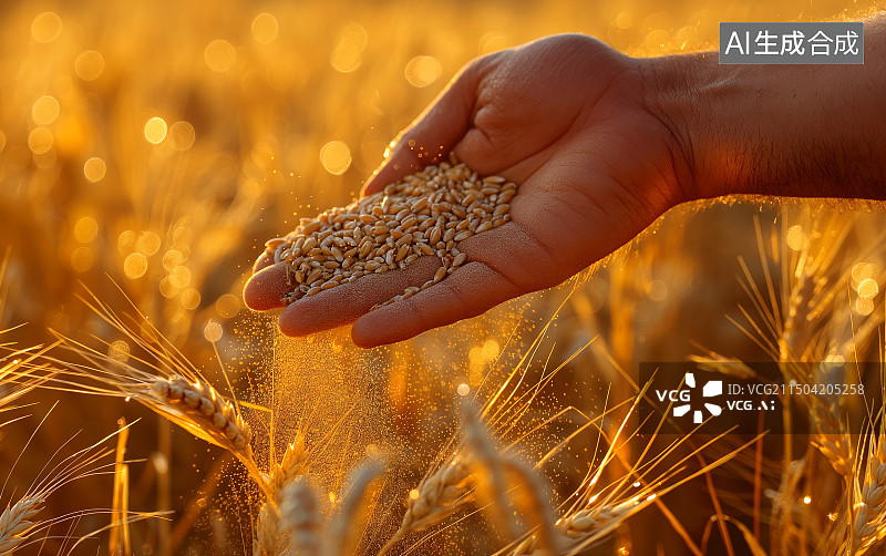 【AI数字艺术】手里捧着麦子特写图片素材