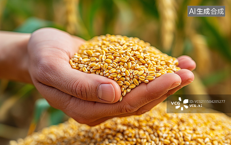 【AI数字艺术】手里捧着麦子特写图片素材