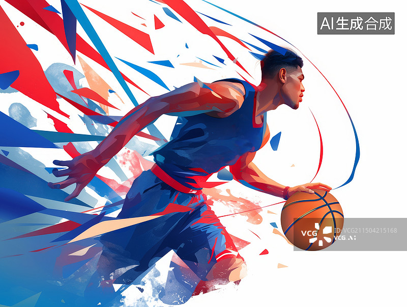 【AI数字艺术】体育赛事手绘插画抽象运动项目篮球图片素材