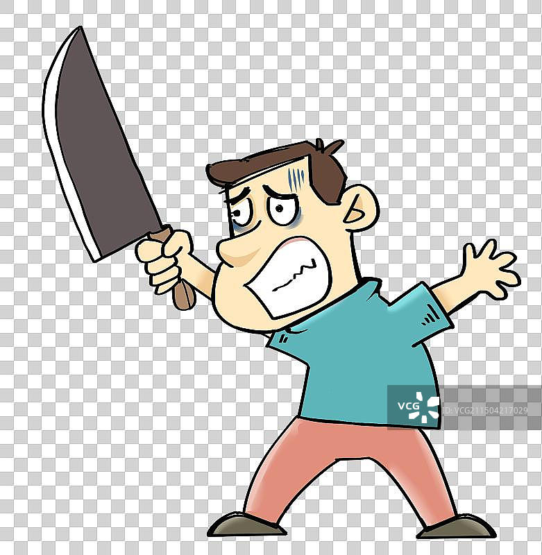 凶恶的歹徒举着刀手绘元素图片素材