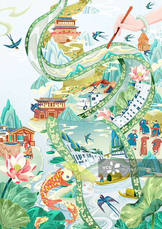 密云城市插画海报图片素材