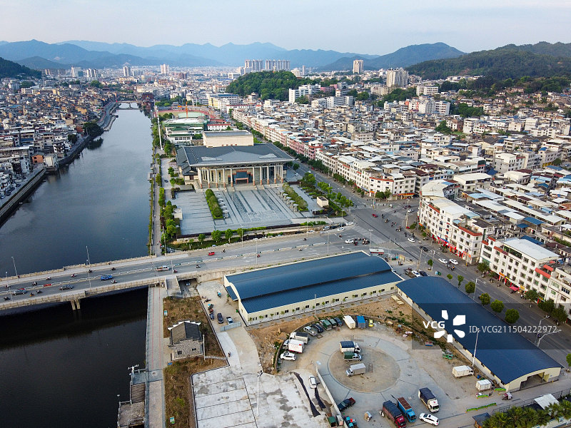 长汀县汀州客家剧院梅林大桥夜游汀江码头.jpg图片素材