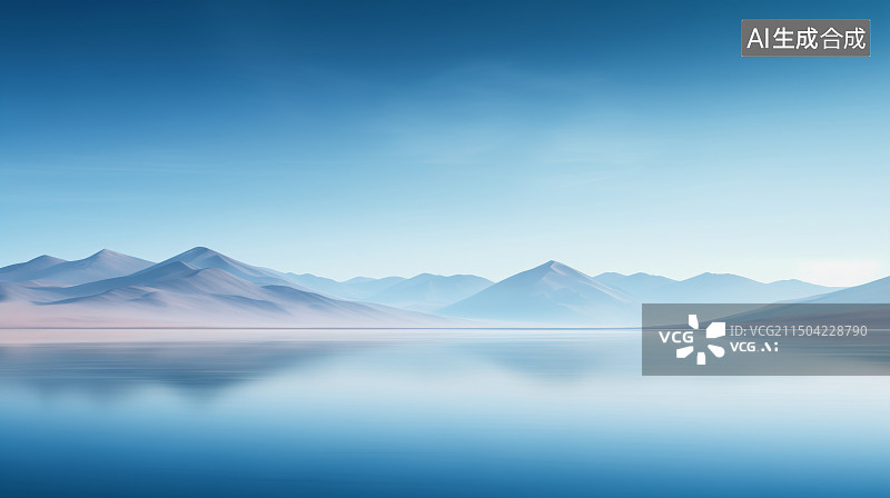 【AI数字艺术】简约山水背景 科技 蓝色图片素材