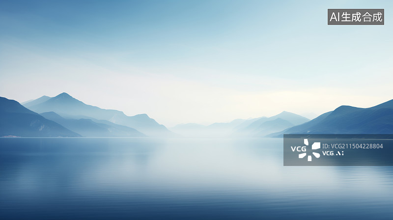 【AI数字艺术】简约山水背景 科技 蓝色图片素材