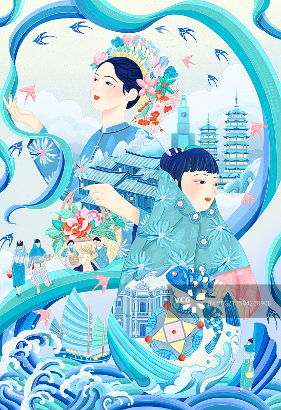 泉州海报插画图片素材