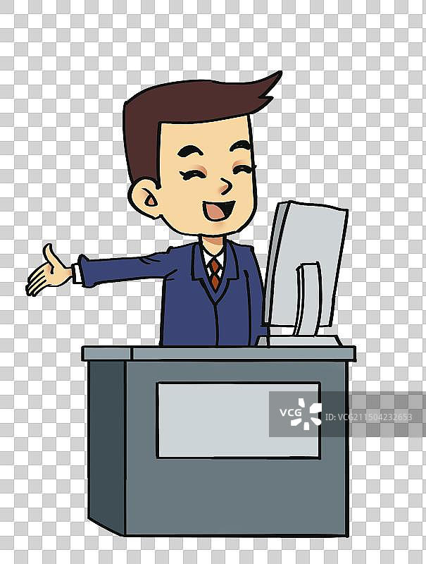 微笑的海关人员审核通过手绘元素图片素材