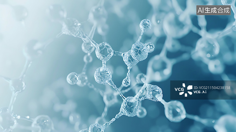 【AI数字艺术】化学分子结构概念微观图横版图片素材