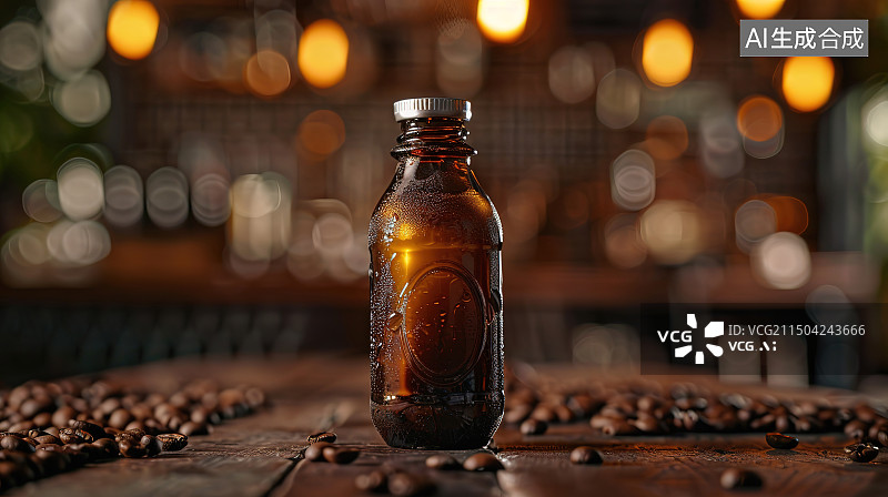【AI数字艺术】一瓶冰镇的咖啡特写图片素材