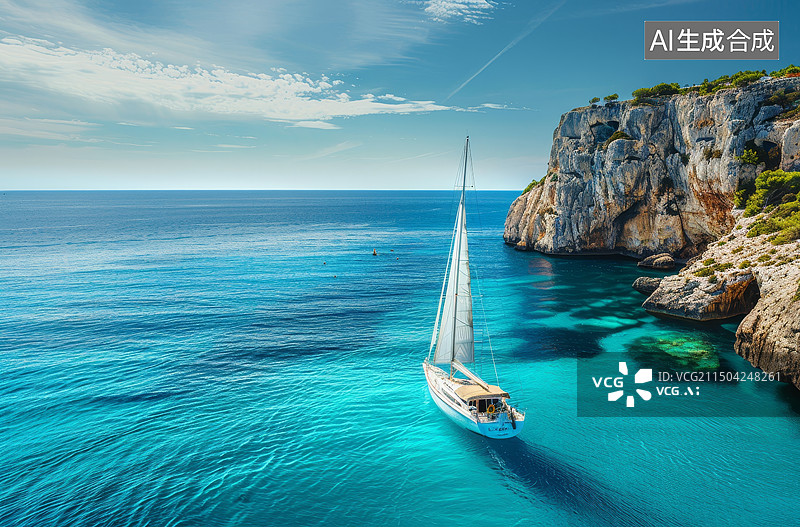 【AI数字艺术】海上帆船图片素材