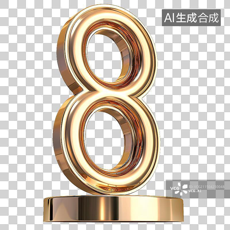 【AI数字艺术】免抠元素：金属展台数字8图片素材
