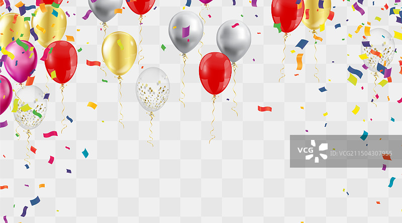 充满活力的气球和五彩纸屑图片素材
